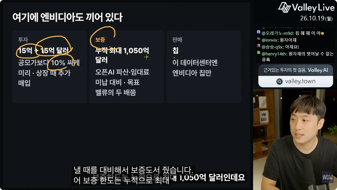 NVIDIA의 SB Energy 투자와 임대료 보증을 설명한 영상 장면