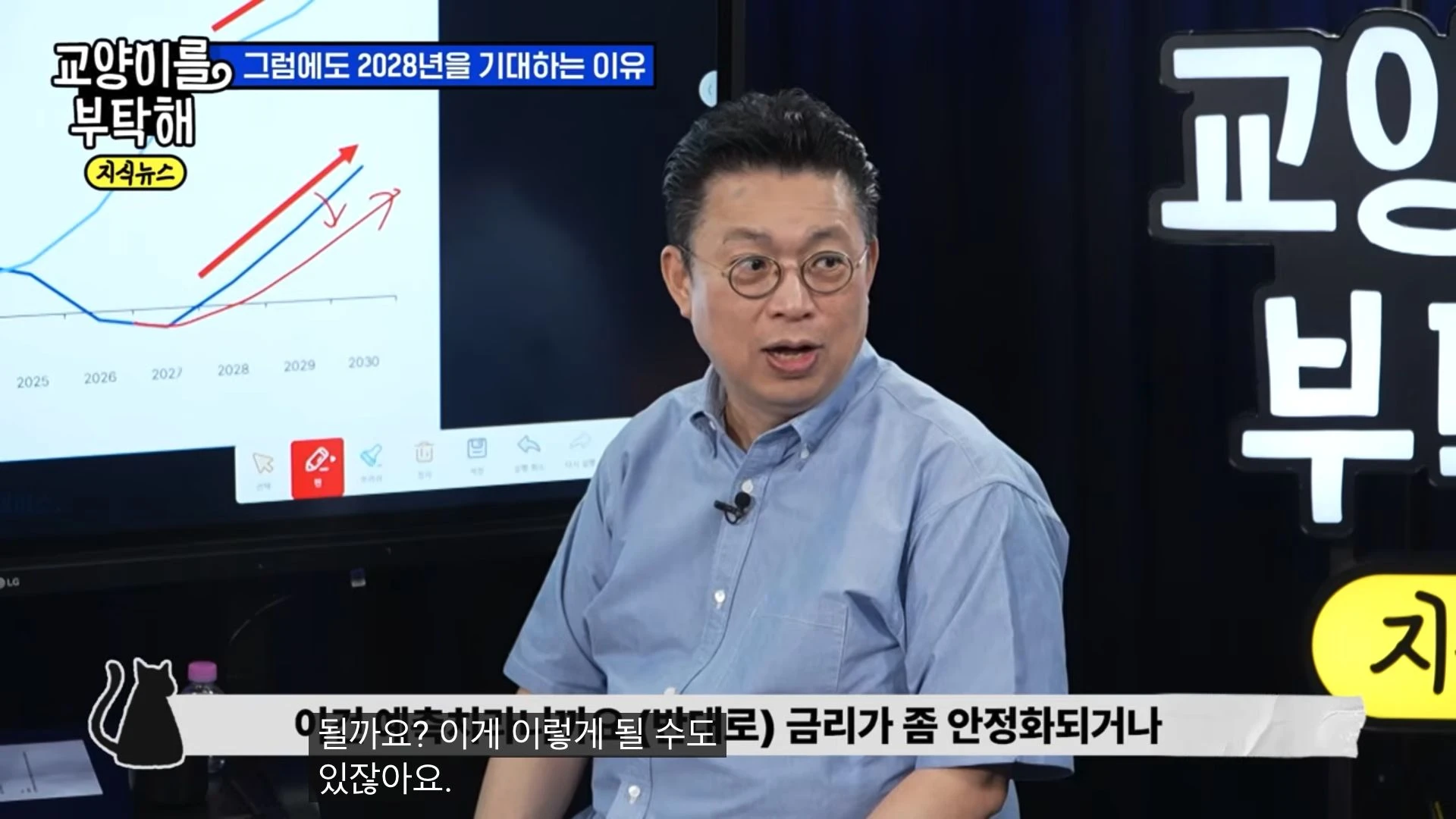 2028년 이후 현금흐름 개선 전망과 금리 조건을 설명하는 윤지호 평론가
